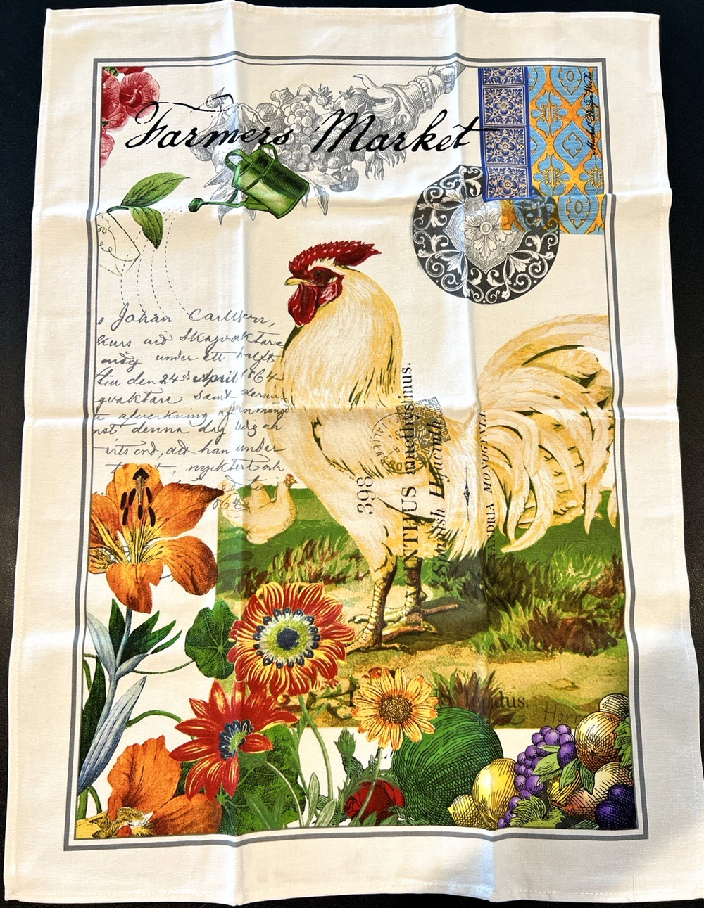 Michel Design Works Farmers Market Rooster Kitchen Towel French Country Set of 2